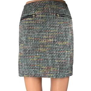 Ann Taylor LOFT Black Multicolor Tweed High Waisted Pencil Mini Skirt Size 0